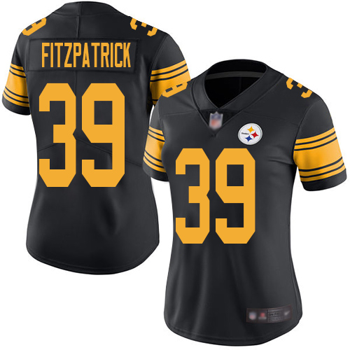 Women Pittsburgh Steelers Football 39 Limited Black Minkah Fitzpatrick Rush Vapor Untouchable Nike NFL Jersey